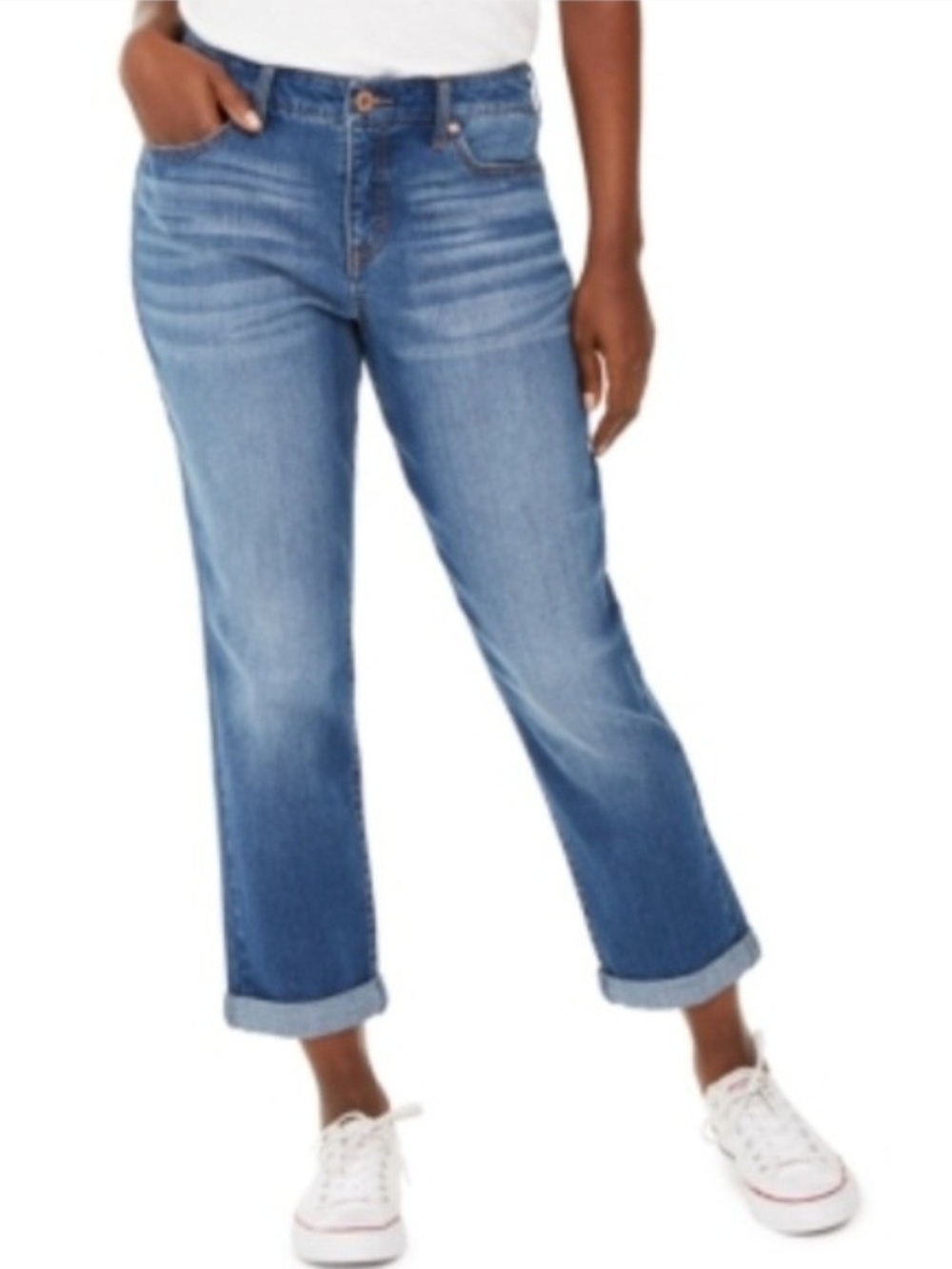Style & Co. Curvy Girlfriend Medium Blue Straight-Leg Jeans - Picture 7 of 10